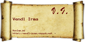 Vendl Irma névjegykártya
